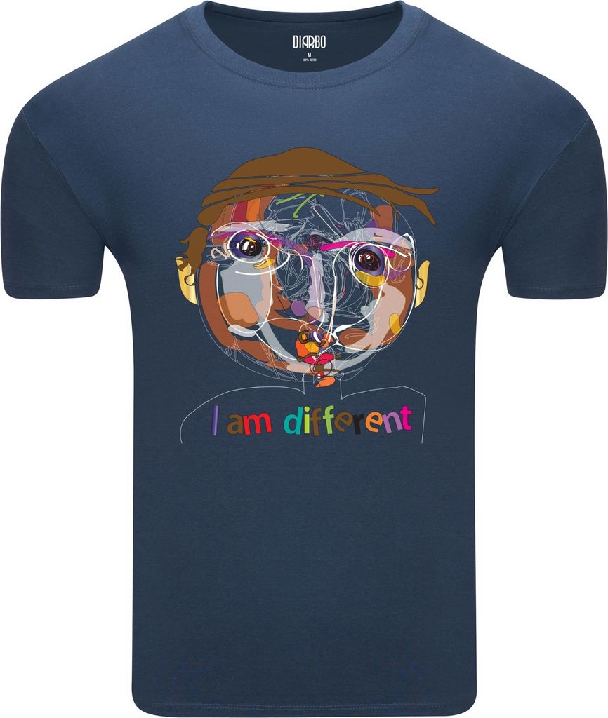 Diarbo Herren T-Shirt mit Abstraktes Druck Für Individualisten Denim Gr.L