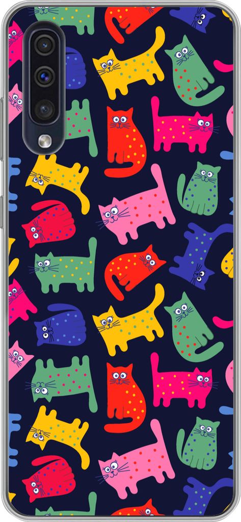 MuchoWow Handyhülle Schutzhülle Hülle für Telefoonhoesje Samsung Galaxy A30s Muster - Katze - Regenbogen - Rosa - Mädchen - Kinder - Kind Si...