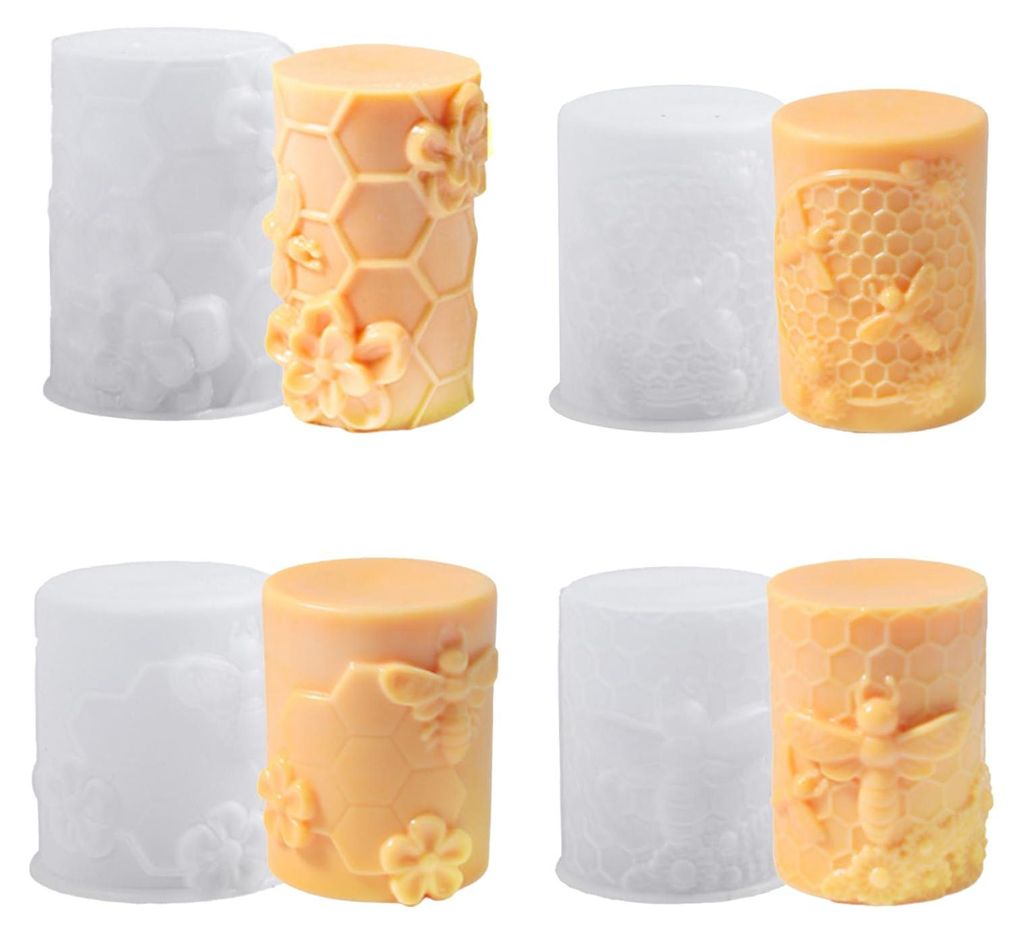 4 wabenförmige Silikon-Kerzenformen, zylindrische Produktbild 