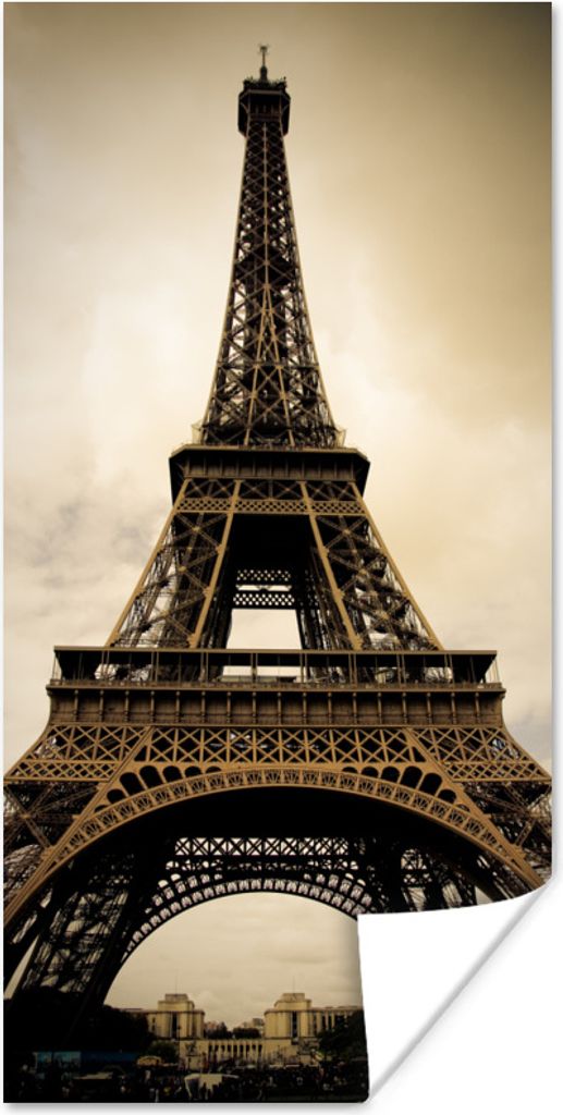 MuchoWow Poster Eiffelturm in Paris Sepia-Fotodruck 80x160 cm - Kinderzimmer