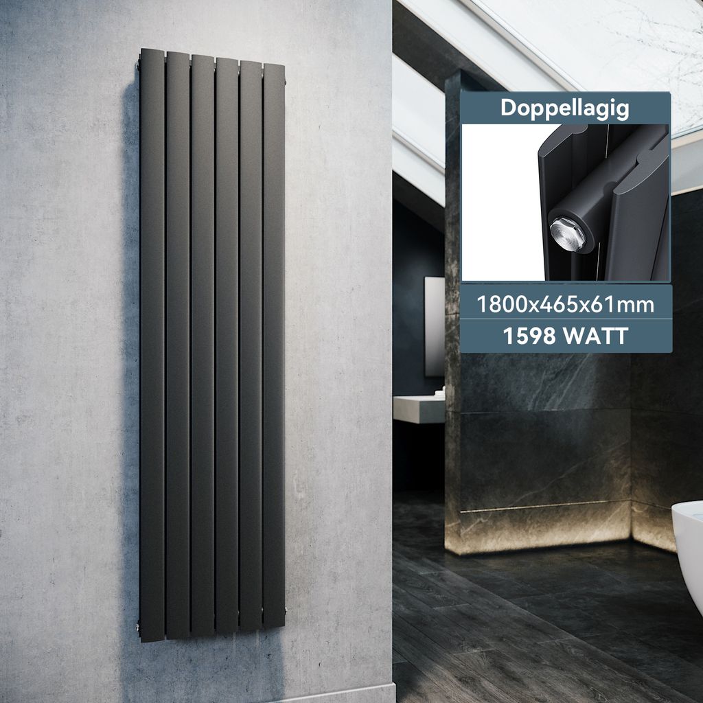 SONNI 1800×465mm antracitový dvojvrstvový panelový radiátor Obrázok produktu 