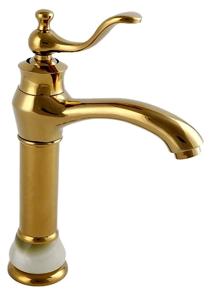 Küchenarmatur für das Badezimmer mit Keramikbecken, Retro-Design, Unter dem Becken, Warm- und Kaltwasserarmatur (Farbe: Metallisch)