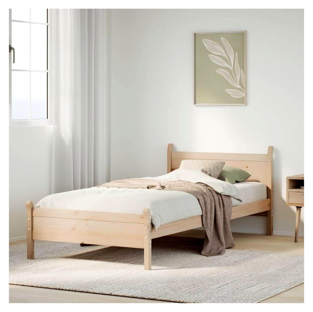 Bettgestell ohne Matratze, 75x190 cm, kleines Einzelbett, Massivholz, Kiefer
