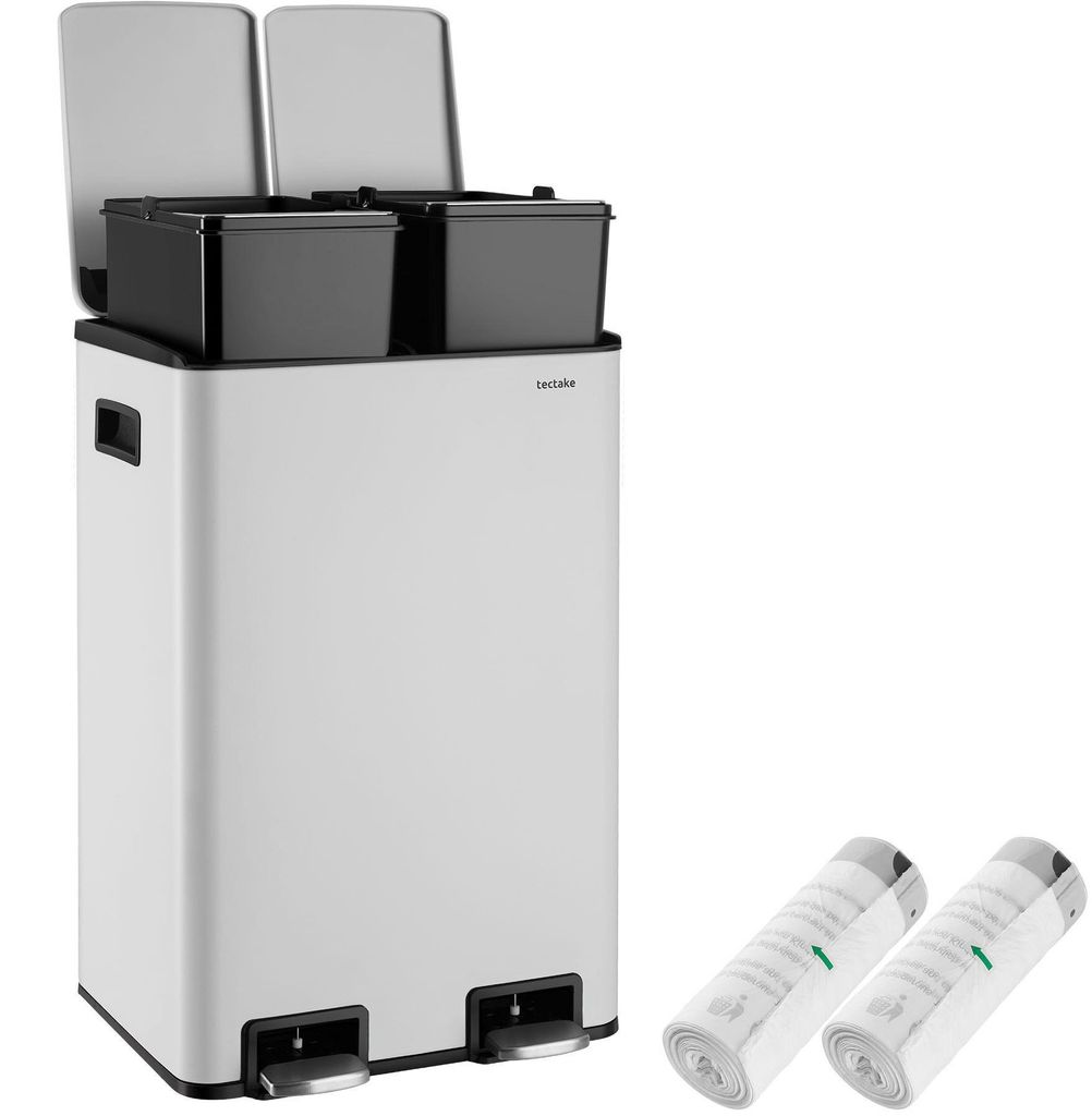 tectake® Mülleimer mit 2 Fächern, mit Fußpedalen, Produktbild 