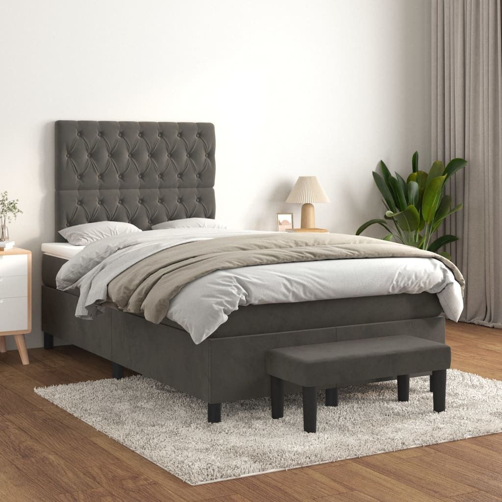 Maison Exclusive - Boxspringbett mit Matratze Dunkelgrau 120x200 cm Samt
