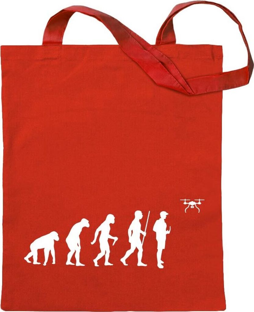 Kiwistar - Baumwolltasche - rot - Drohnenpilot Evolution - Tragetasche Stoffbeutel Umhängetasche langer Henkel