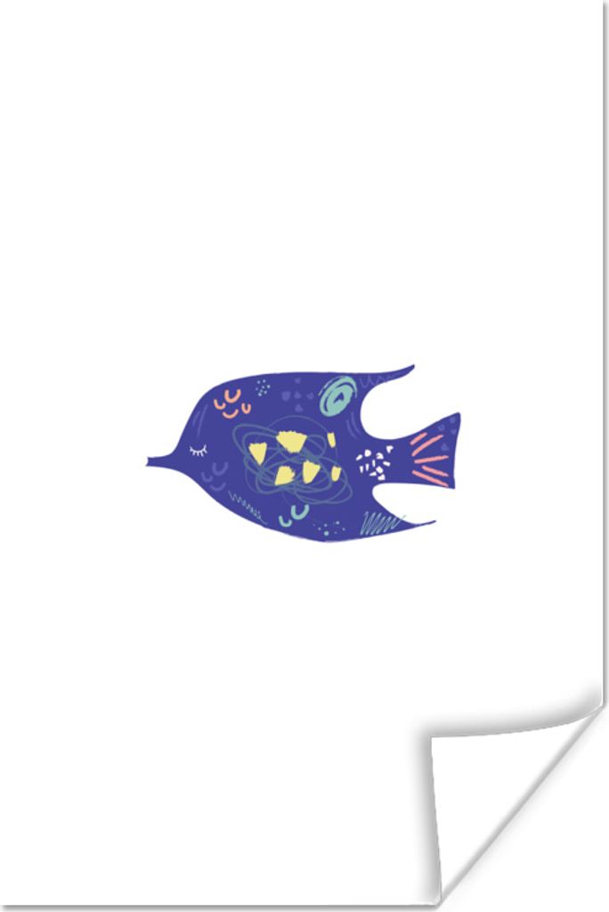 MuchoWow Poster Fisch - Pastell - Lila 20x30 cm - Papierdruck
