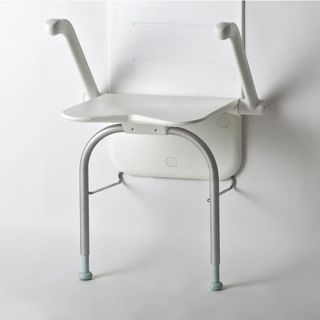 Etac Relax Duschklappsitz mit Armlehnen und Stützbeinen Produktbild 