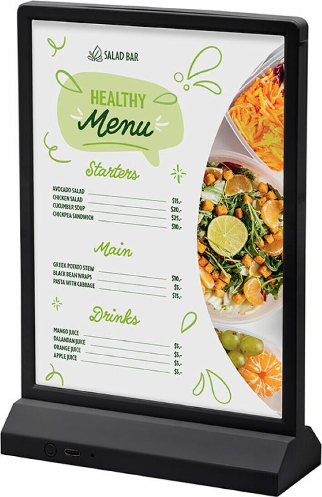 Showdown Displays LED T Aufsteller - A5 Hochformat Schwarz Produktbild 