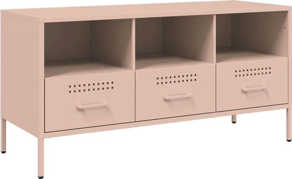 vidaXL Armoire TV Rose 100,5x39x50,5 cm en Acier au Style Industriel