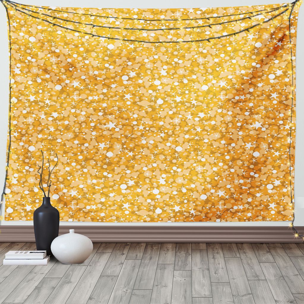 ABAKUHAUS Gelb Wandteppich, Abstrakte Polka-Punkt-Kunst, Wohnzimmer Schlafzimmer Heim Seidiges Satin Wandteppich, 200 x 150 cm, Orange