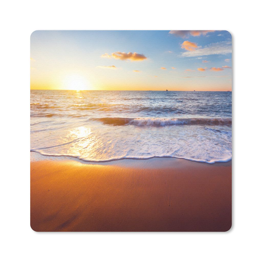 MuchoWow Mauspad Mousepad Strand - Meer - Sonne - Horizont 20x20 cm - Mousepads - Maus Mat - Pad - Mausunterlage - Desk Mat - Bureauartikeln