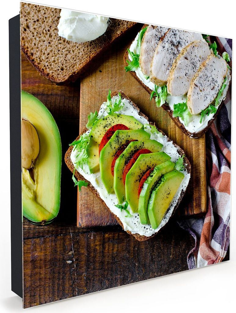 Nachbildung-Schlüsselkasten, Magnetpinnwand und Memoboard mit Glasfront Motiv Avocado Schnitze