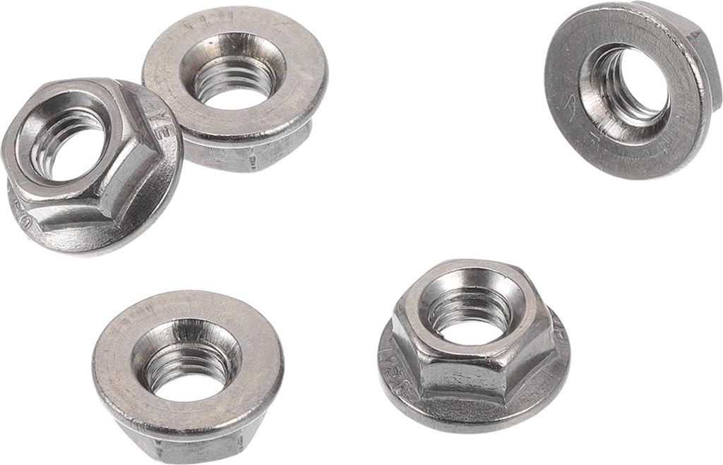 5 Stück M6*1.0 Auto-Flanschmuttern 304 Edelstahl Flache Sechskant-Flanschmuttern Rutschfeste Flanschmutter Silberton für Auto Motorrad