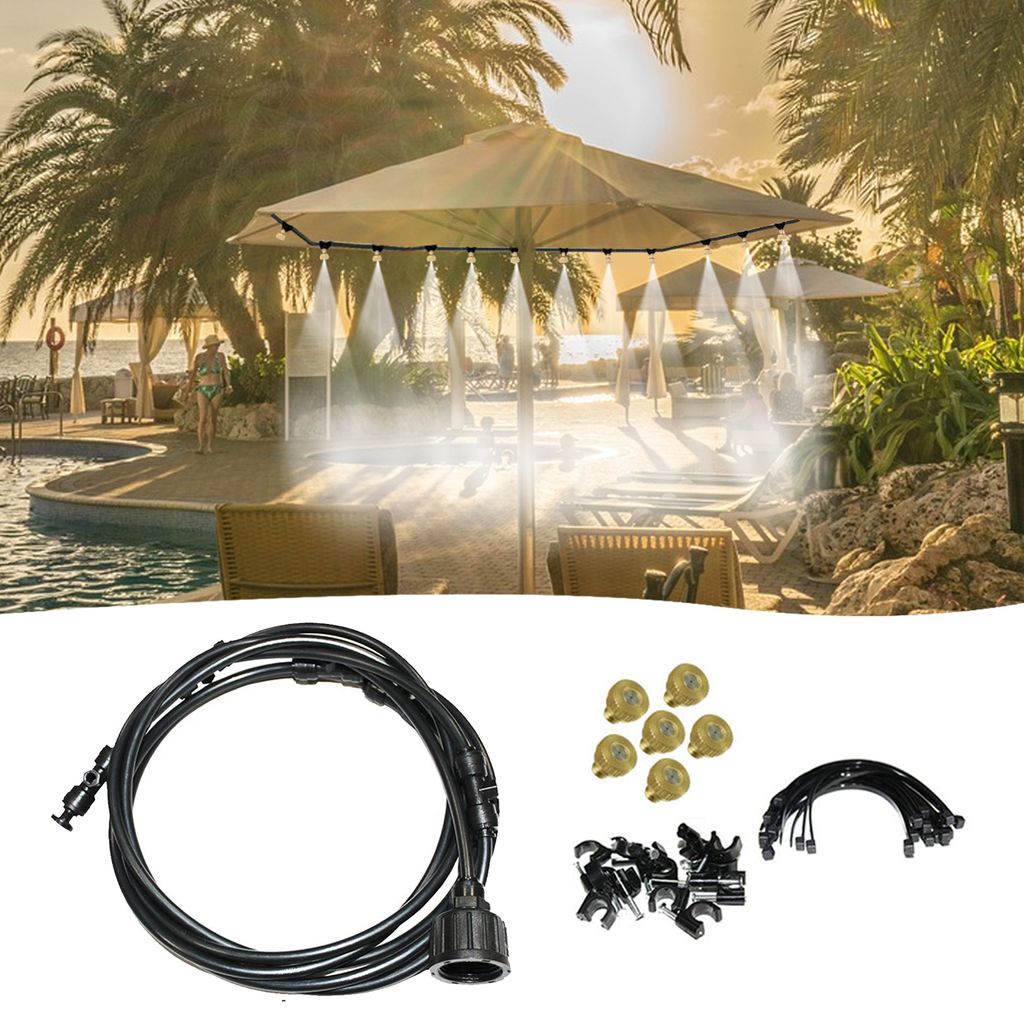 20FT Misting Cooling System Outdoor Misting Line Kuehlung Bewaesserungsspruehgeraet DIY Spar-Wassernebelausruestung Set fuer Garten Gewaechshaus Bl...