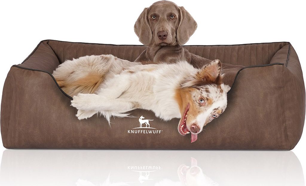 Knuffelwuff Orthopädisches Hundebett Tampa aus laser-gestepptem Kunstleder XL 105 x 75cm Braun