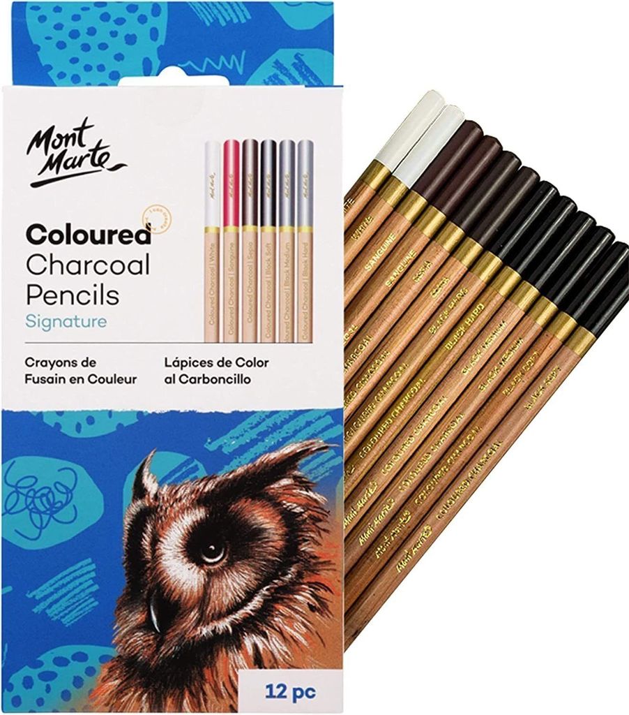 Mont Marte Kohlestift Zeichenstifte Set mit 12 x Produktbild 