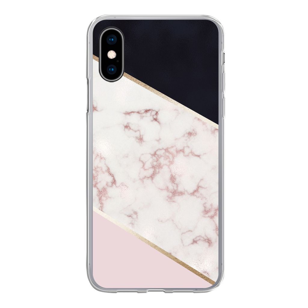 MuchoWow Handyhülle Schutzhülle Hülle für iPhone X Marmor - Roségold - Luxus Silikon Softcase Handy Hülle - Handyhülle