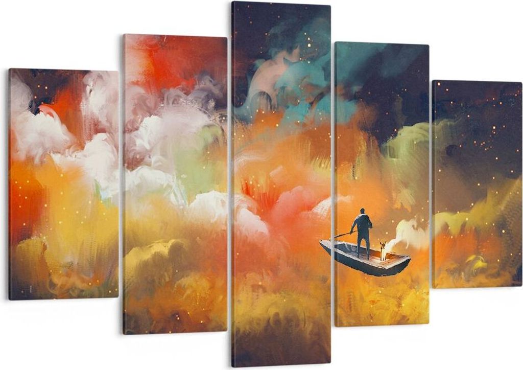 Bild auf Leinwand - Leinwandbild - Abstraktion Boot - 150x100cm - Wand Bild - Wanddeko - Leinwanddruck - Bilder - Kunstdruck - Wanddekoration - Lei...