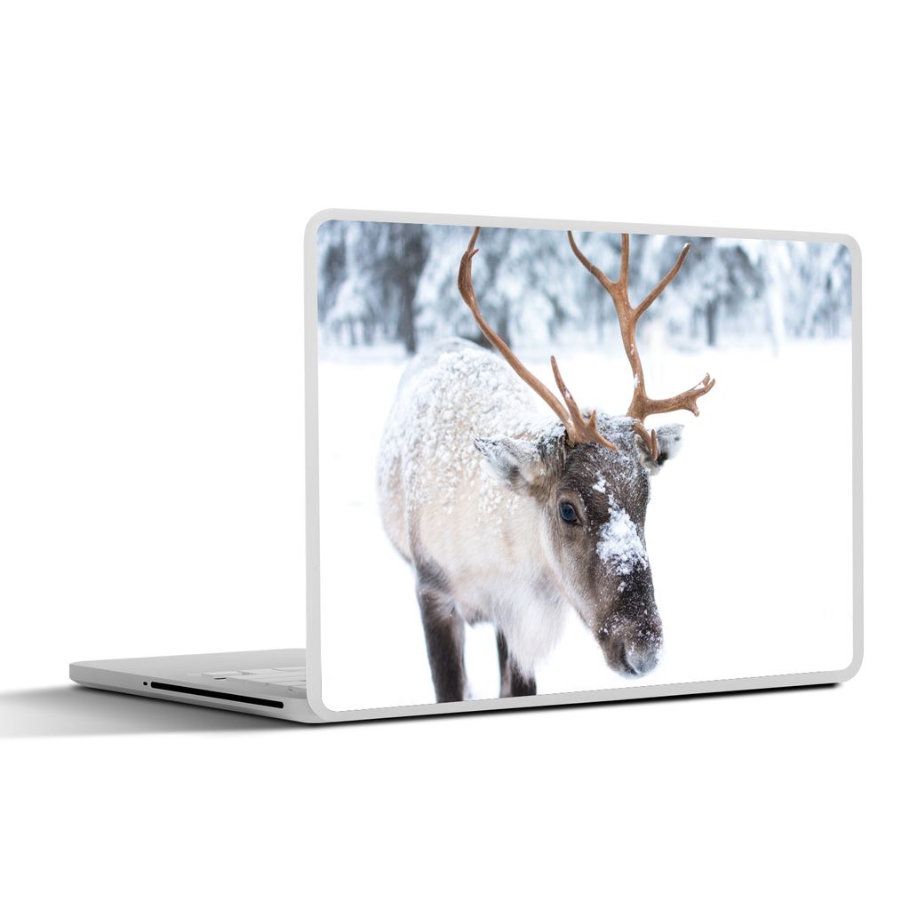 MuchoWow Laptop Aufkleber Sticker Cover Hirsche - Rentiere - Schnee 40x30 cm - Laptop Dekoration - Selbstklebend