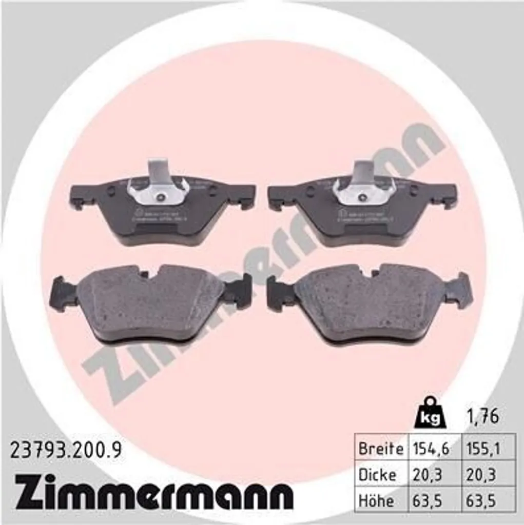 Zimmermann 23793.200.9 Plaquettes de frein pour Série 5 E60 et E61