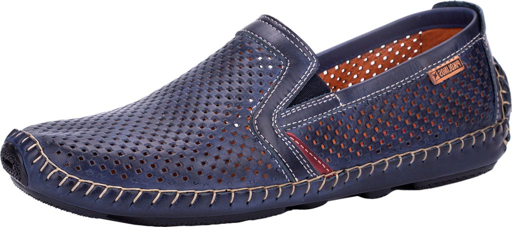 Pikolinos Herren Slipper Halbschuh Mokassin Leder perforiert Jerez 09Z-3100, Größe:45 EU, Farbe:Blau