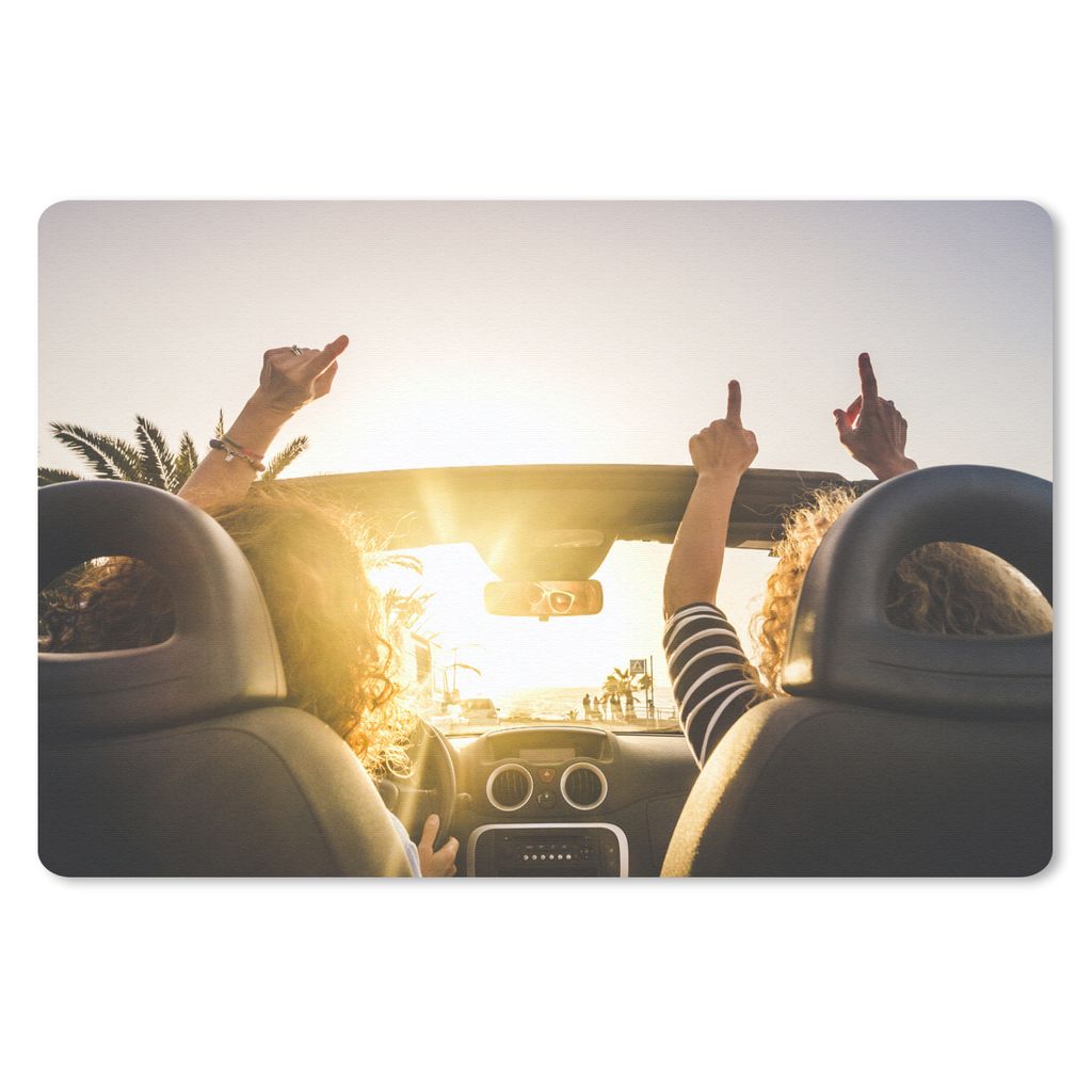 MuchoWow Schreibtischunterlage Frauen - Auto - Sommer 60x40 cm - XXL Mauspad - Großes Mauspad