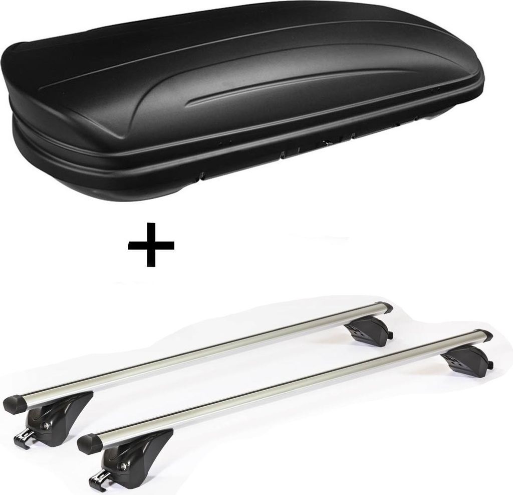 Dachbox VDPMAA320 320Ltr abschließbar schwarz matt + Dachträger/Relingträger VDP KING1 kompatibel mit für VW Passat (B7) Variant (5 Türer) 11-14