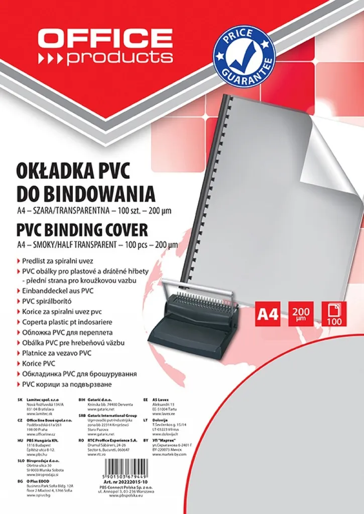 Couverture de Présentation A4 Gris Transparent 200mic pour Dossier - 100