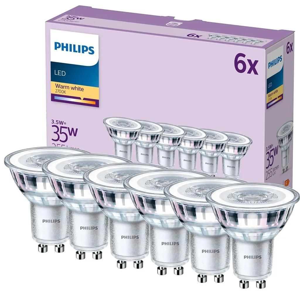 Philips Spot 35W PAR16 GU10 x6, 3,5 W, 35 W, GU10, 255 lm, Produktbild 
