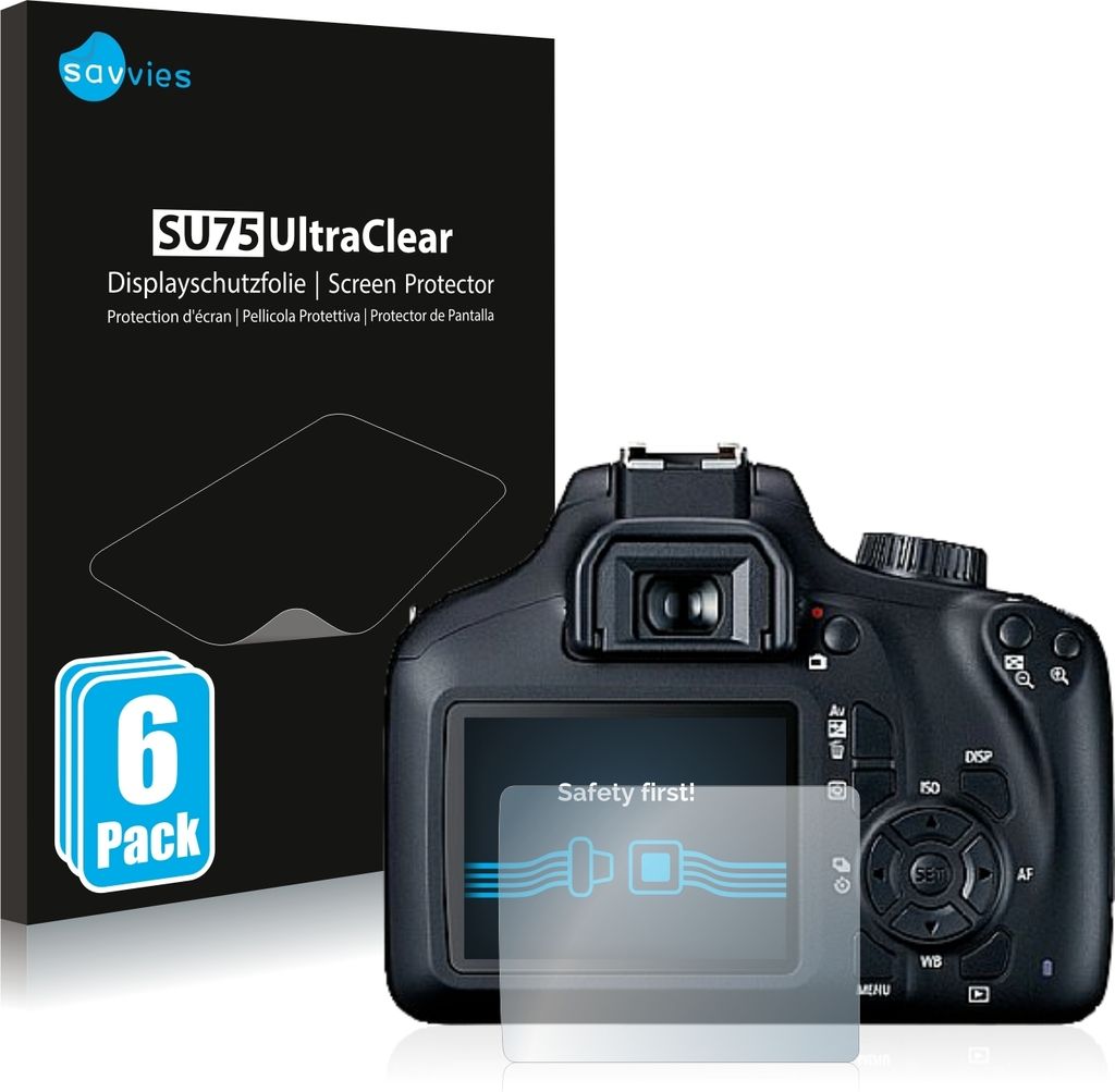 6x Für Canon EOS 4000D Schutzfolie Savvies Displayschutz Display Schutz Folie Klar Transparent