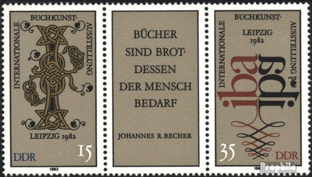 Briefmarken DDR 1982 Mi WZd529 (kompl.Ausg.) (2697-2698 als Dreierstreifen) postfrisch Internationale Buchkunstausstellung