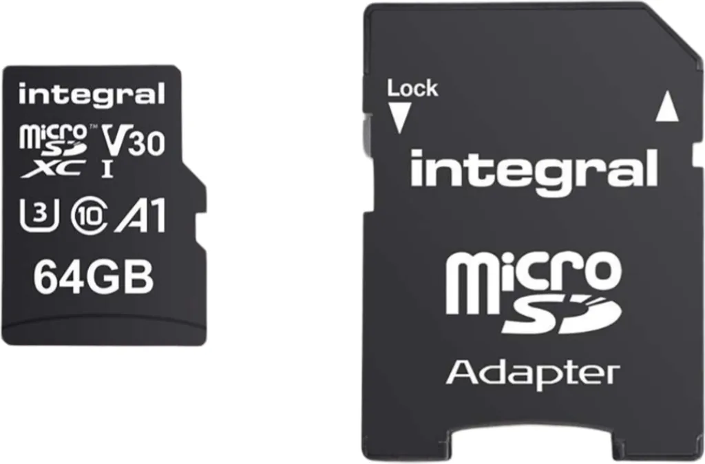 Carte Micro SDXC Integral 64GB U3 V30 avec adaptateur SD haute vitesse