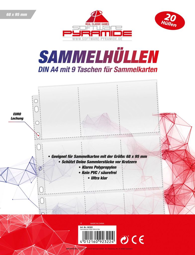 Software Pyramide 92322 Sammelkarten Hüllen DinA4 20er-Pack Produktbild 