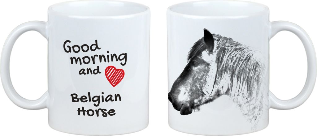 Belgisches Pferd - Tasse mit Hund, personalisierte Tasse mit Druck, klassisches Geschenk für jeden von der Marke Art-Dog.