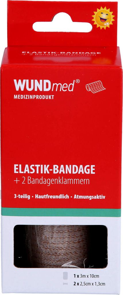 Elastik Bandage 10 cmx3 m mit Bandageklammern 1 St