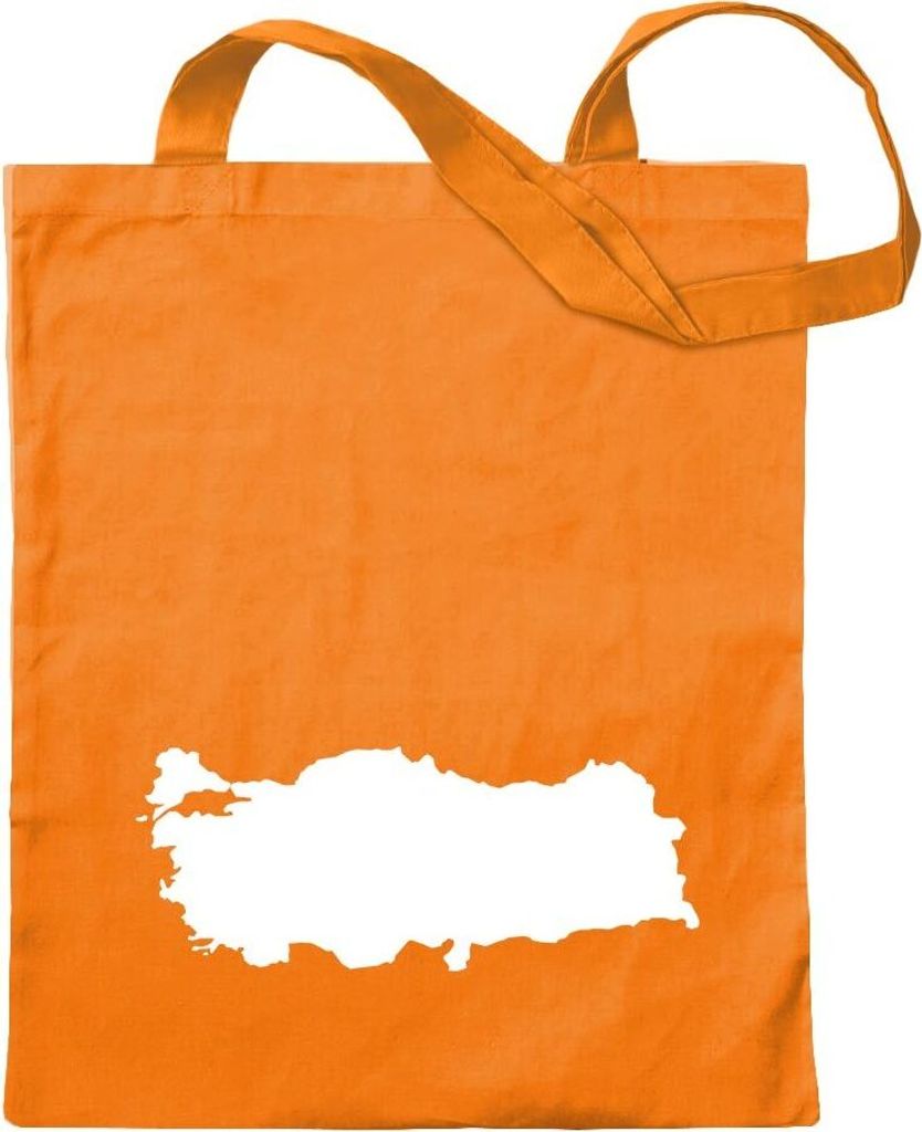 Kiwistar - Baumwolltasche - mandarin - Türkei Umriss Kontur - Tragetasche Stoffbeutel Umhängetasche Langer Henkel