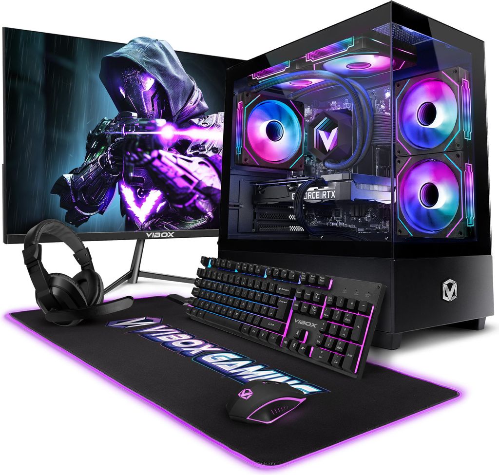 Vibox IV-633 Gaming PC Set Komplett - Monitor 23 Zoll - AMD Ryzen 7 5700X 4,6 GHz - Nvidia RTX 5050 8 GB - 16 GB RAM - 500 GB SSD - Windows 11 - Wi...