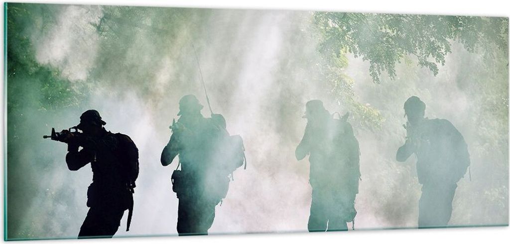 Bilder auf glas - Soldat Gewehr - 100x40cm - Glasbilder - Wandbilder - Kunstdruck - zum Aufhängen bereit - Wanddekoration aus Glas - Glas Bilder -...