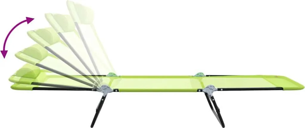 Lit de soleil pliable vert 182x55x85,5 cm avec structure métal robuste - 8