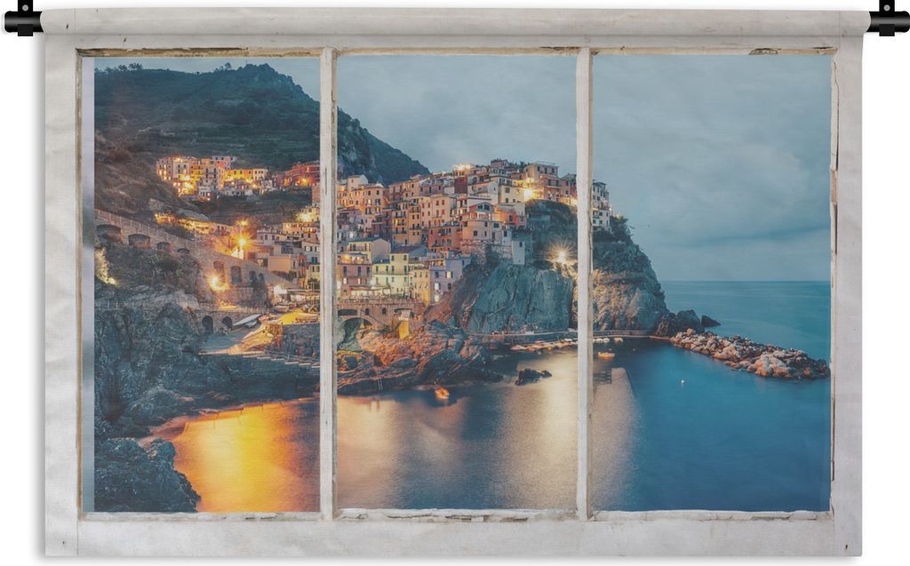 MuchoWow Wandteppich Wandbehang Aussicht - Meer - Italien 120x80 cm Tapisserie Dekoration Wandtuch - Wanddekorationen - Wandtücher
