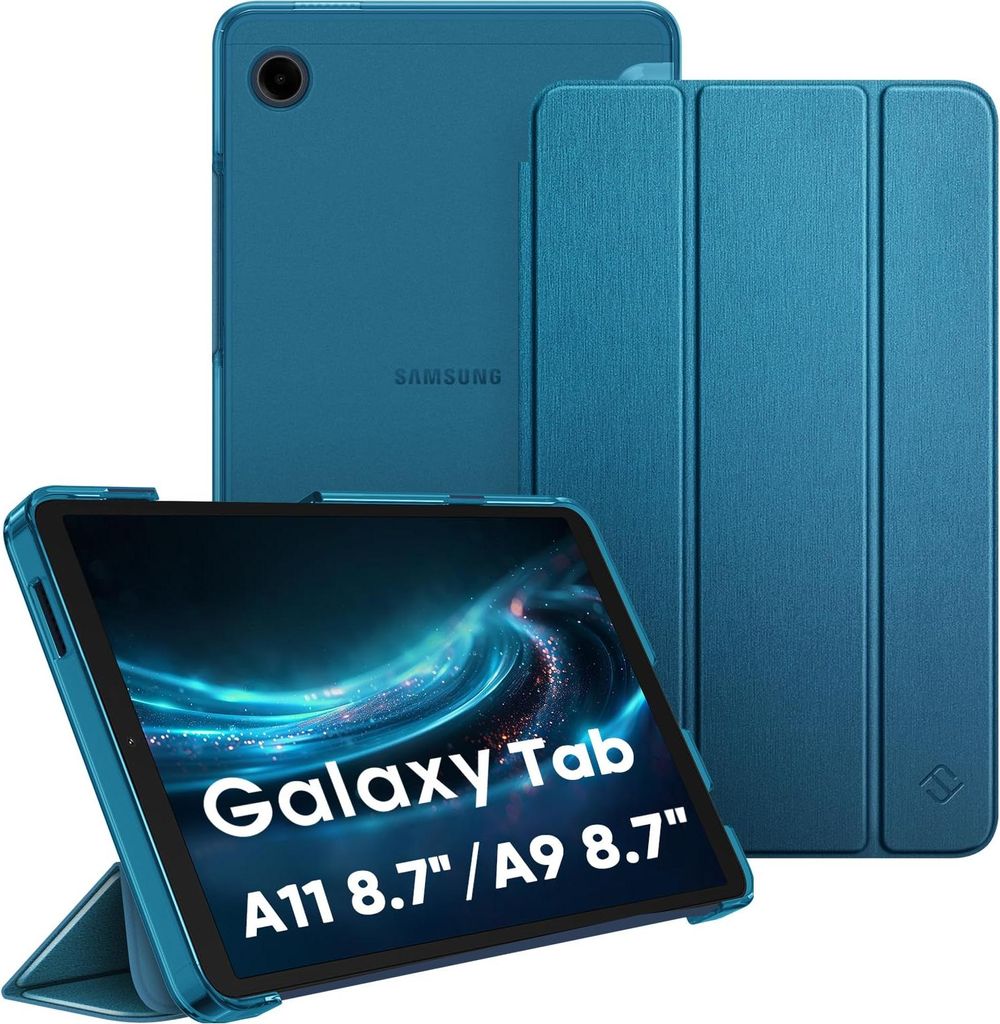 Fintie Hülle für Samsung Galaxy Tab A11 8,7" 2025/ Tab A9 8.7 Zoll Tablet, Ultra Dünn Schutzhülle mit Transparenter Rückseite, Pfauenblau
