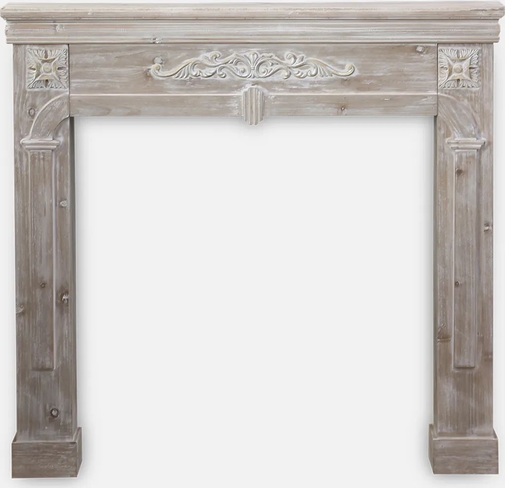 Cornice Camino Sweeek Legno Sbiancato 104x17x100 cm | Stile Shabby Chic
