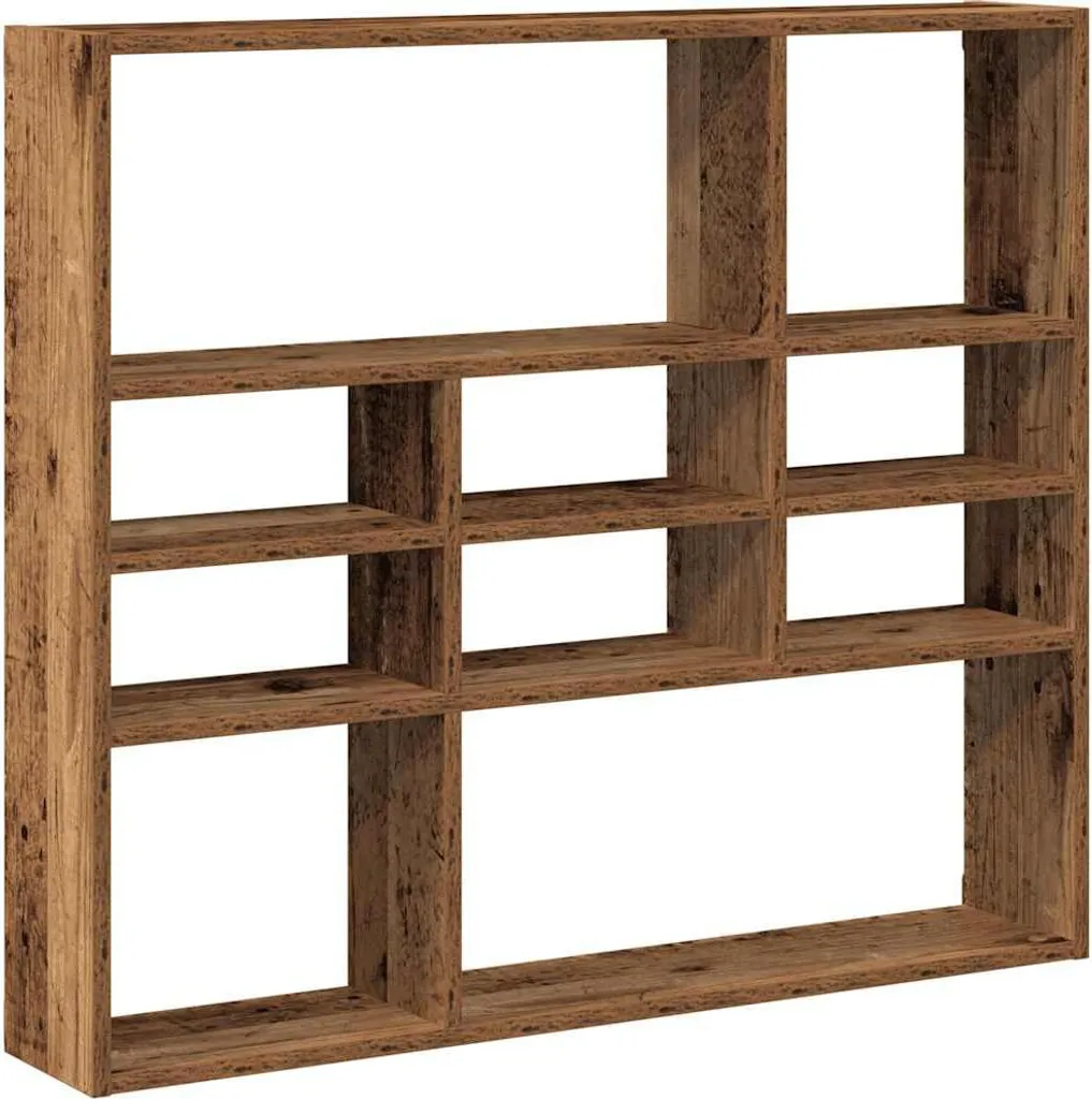 Scaffalatura a Parete vidaXL Legno Antico 90 cm - Design 10 Vani