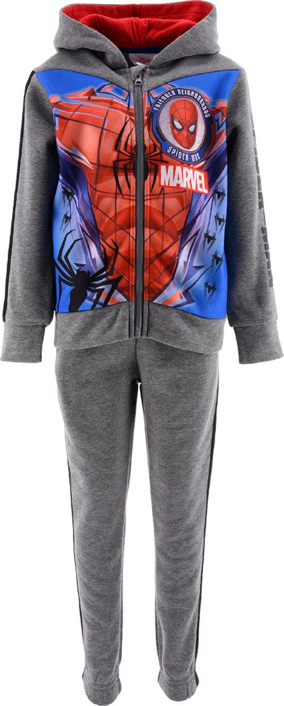 Spider-Man Kinder Jungen Jogging-Anzug Trainings-Anzug Sweat-Jacke mit Jogging-Hose, Farbe:Grau, Größe:98