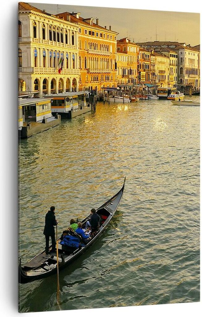 Bild auf Leinwand - Leinwandbild - Einteilig - Ansicht Wasser Gondel Reise - 80x120cm - Wand Bild - Wanddeko - Wandbilder - Leinwanddruck - Wanddek...