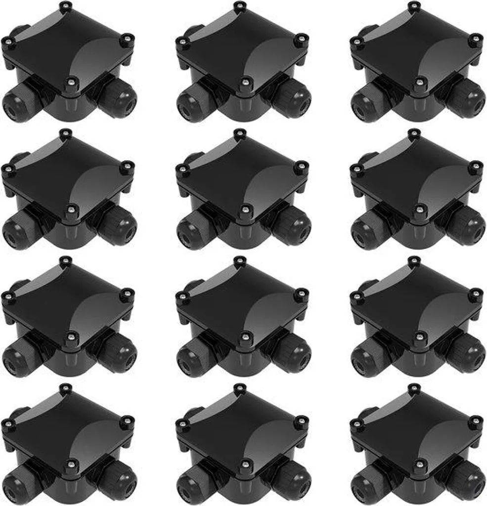 Boîte de jonction étanche pour éclairage jardin noire lot de 12 unités