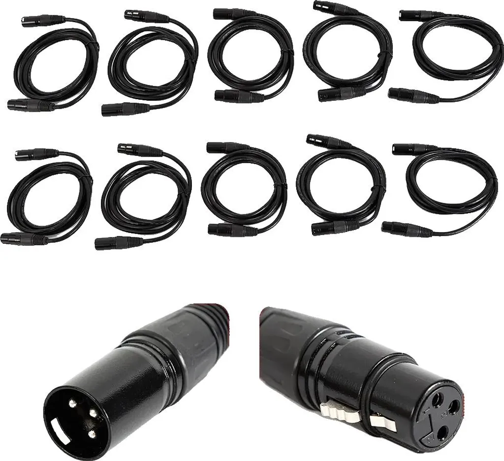 Câble DMX 2m Connecteurs XLR 3 Broches en PVC Noir Haute Fidélité