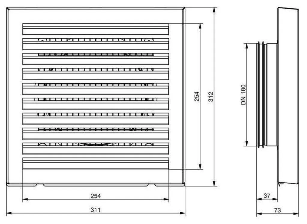 Bouche d'extraction extérieure DN 180 Zehnder pour façade de maison