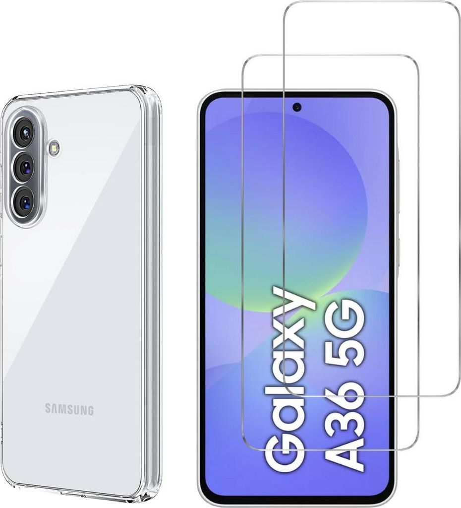 Hülle für Samsung Galaxy A36 5G mit 2 Displayschutzfolien aus Hartglas Phonillico